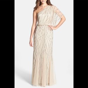 Adrianna papell one shoulder beaded sequin gown